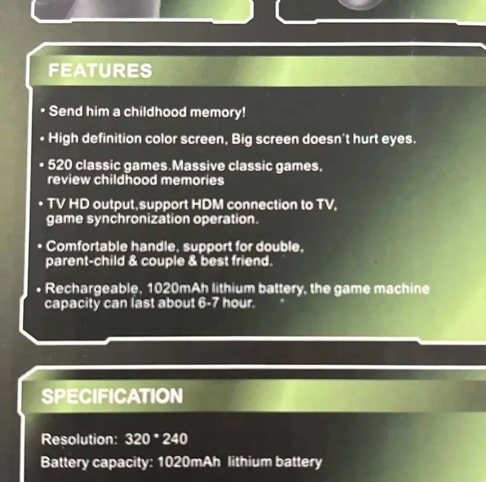 S10 Handheld‎ Game Console Controller Gamepad Digital Game Player with 520 Games